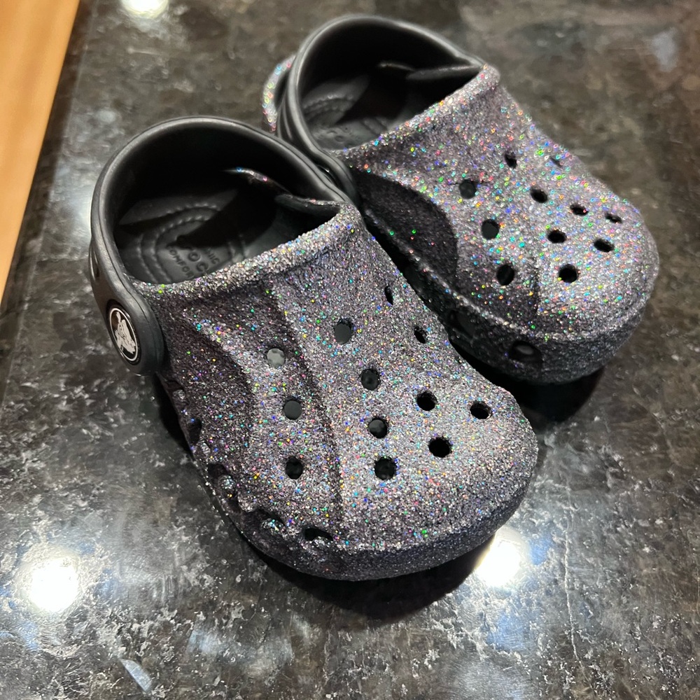 CROCS Kids Glittery Blue Water Shoes